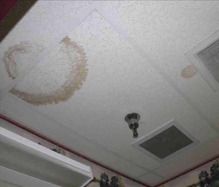 Wet stains on ceiling.